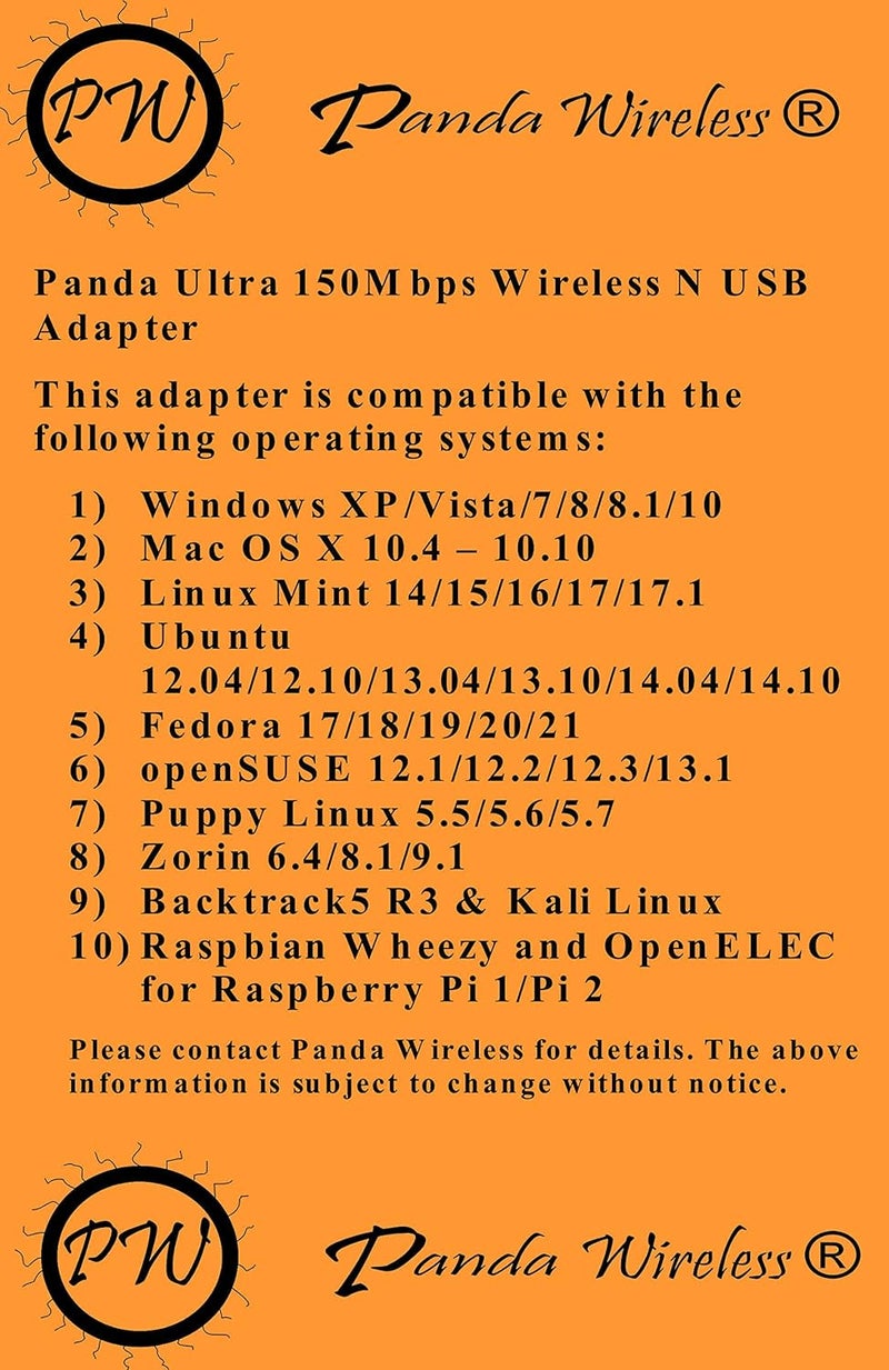 Panda Wireless ® Ultra WiFi (b/g/n) 150Mbps Wireless-N 2.4GHz USB Adapter - Windows 7/8/10/11, Zorin, Mint, Ubuntu, Fedora, Centos, Kali Linux and Raspbian - Image 5